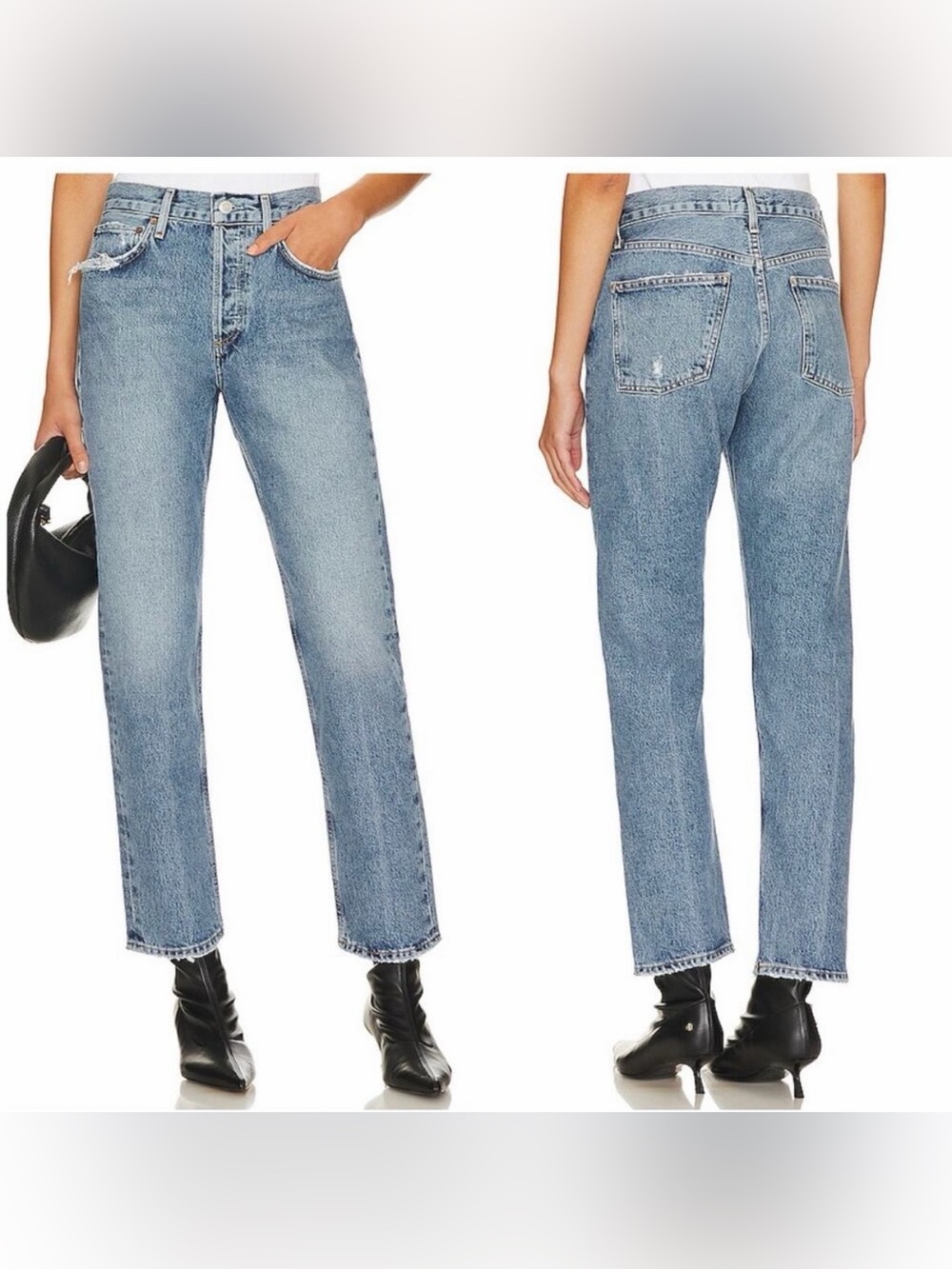 AGOLDE Parker Long Jeans Distressed Organic Cotton In Invention Wash Size 24
